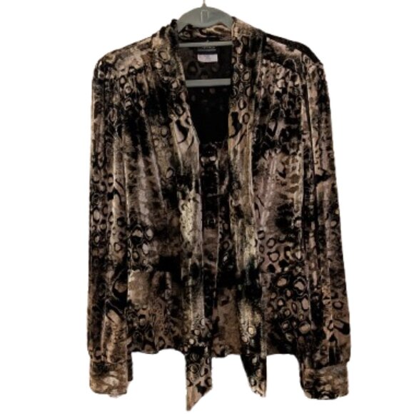 Vintage Animal Print Velvet Blouse Artex Collections - Picture 1 of 10